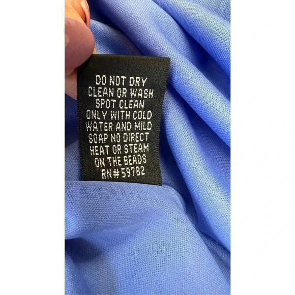 Adrianna Papell Womens Periwinkle Blue Beaded One Shoulder Evening Gown Size 6 - Picture 15 of 16